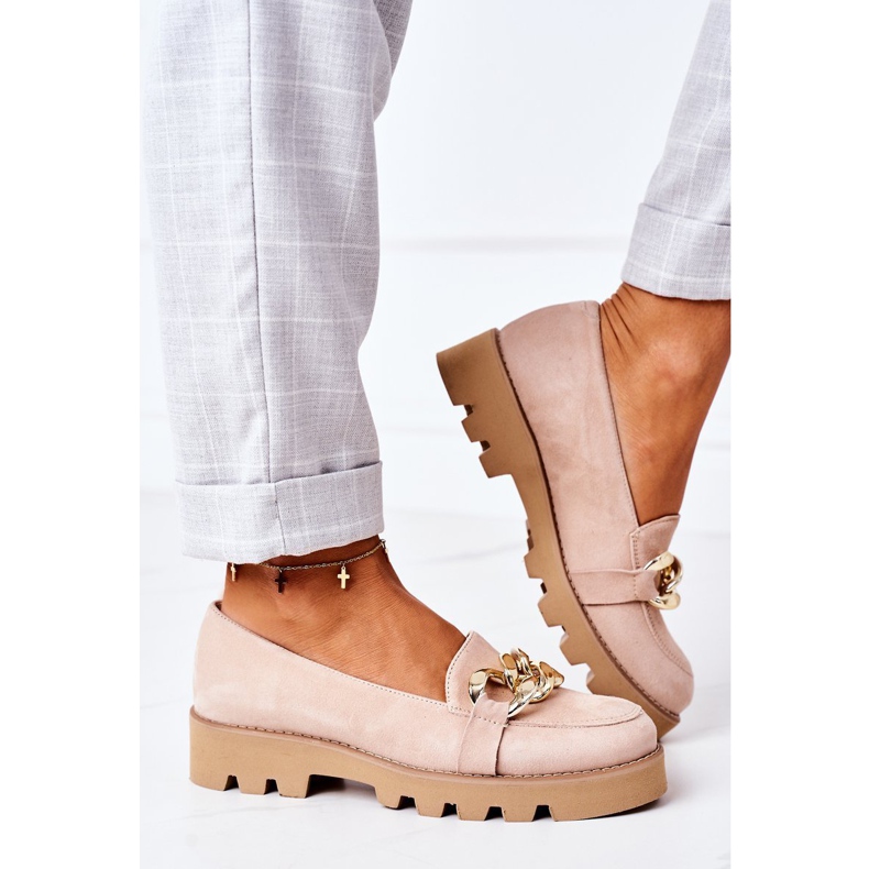 Velúr cipók Lewski Shoes 3040 Cappuccino bézs aranysárga 3