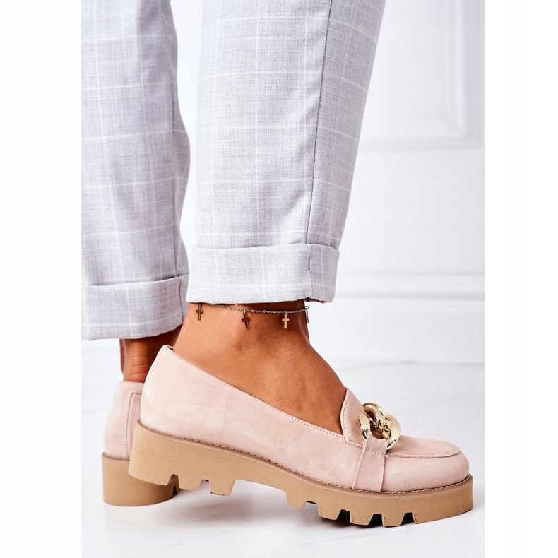 Velúr cipók Lewski Shoes 3040 Cappuccino bézs aranysárga 4