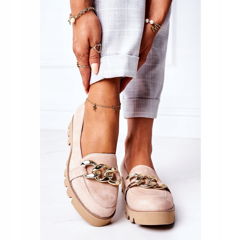 Velúr cipók Lewski Shoes 3040 Cappuccino bézs aranysárga 5