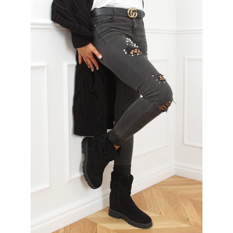 Csizma egy rejtett ék fekete KL-711 Black 1