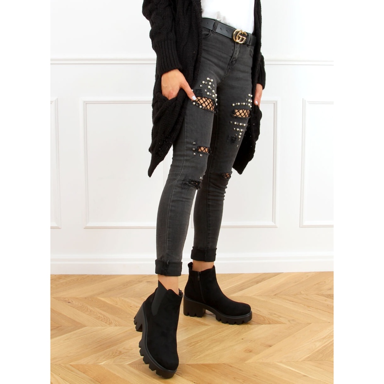 Fekete Chelsea csizma vastag talppal CH19201 Black 1