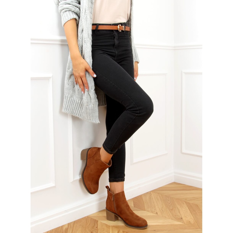 Barna széles sarkú csizma 9B1003 Khaki 2