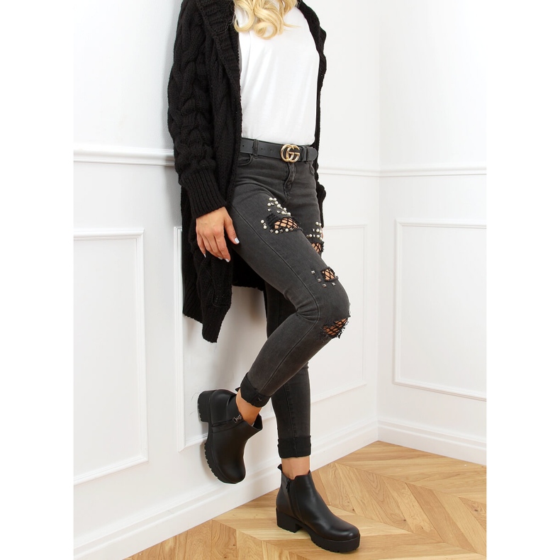 Fekete csizma vastag talppal 9B1053 Fekete 2