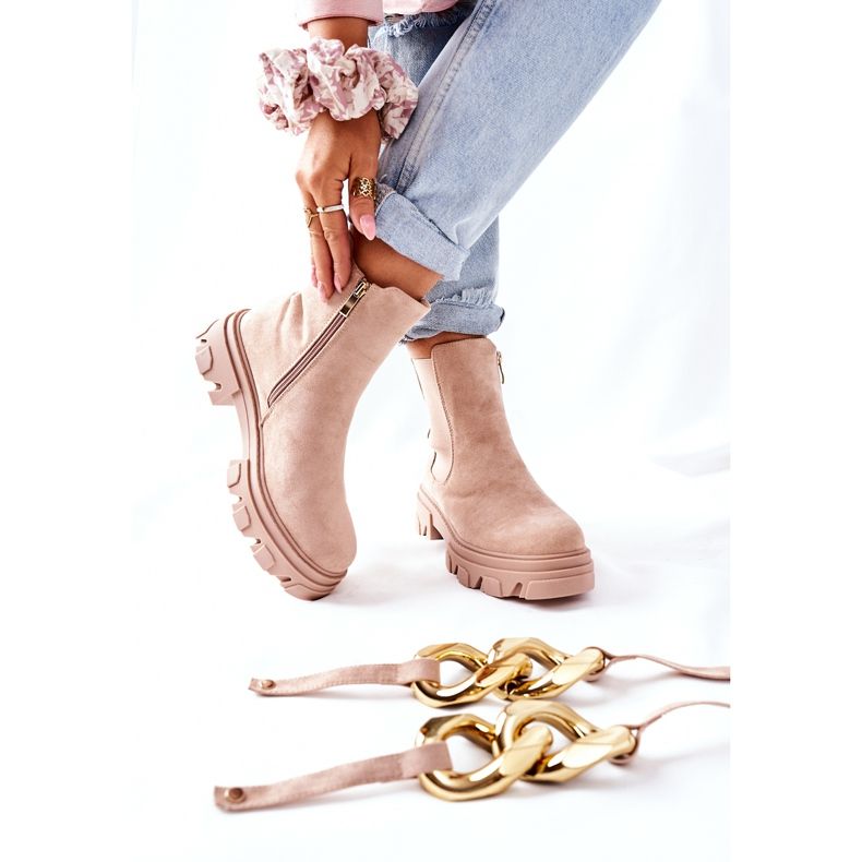 S.Barski Női meleg csizma Jodhpur csizma Bézs Visione 1