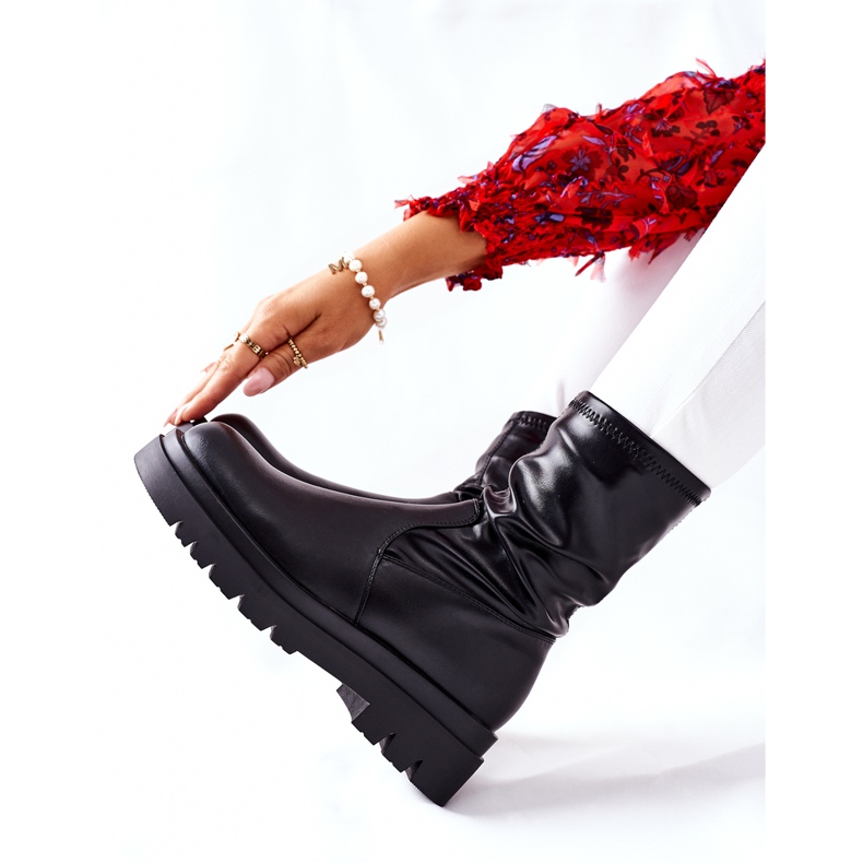 S.Barski Fekete Doubler női csizma rugalmas szárral 1