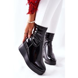 S.Barski Női csizma ék lakkozott fekete terápia 2