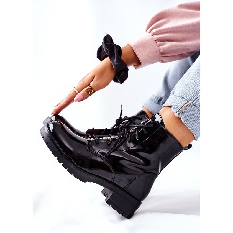 S.Barski Női Csizma Lakkozott Fekete Maniana 1