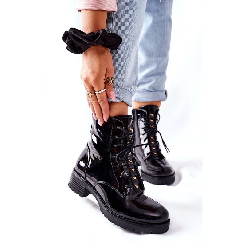 S.Barski Női Csizma Lakkozott Fekete Maniana 2