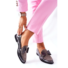 Női Brogues Maciejka lakkozott cipők szürke 04099-03 / 00-1 2