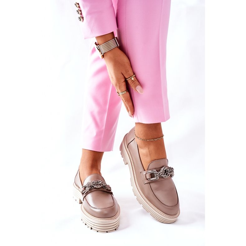 Női Brogues Cipők Bőr Sötét Bézs Laura Messi 2383 2