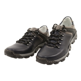 Bednarek Polish Shoes Férfi bőr túracipő 116 sötétkék szürke 2