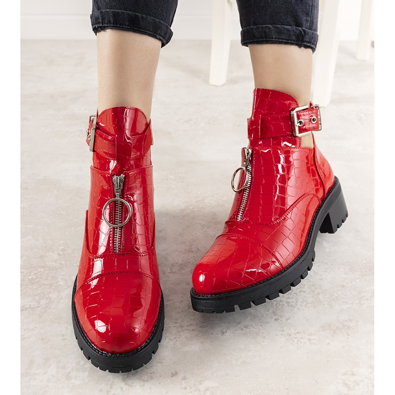 Piros csizma a Hadley krokodilbőr mintájában 1