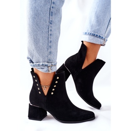 Lewski Shoes Női velúr csizma kivágással Lewski Black 3074 / B fekete 2