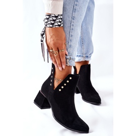 Lewski Shoes Női velúr csizma kivágással Lewski Black 3074 / B fekete 1