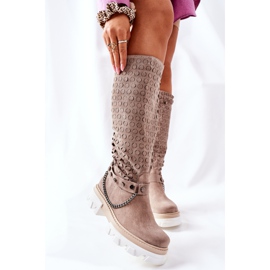 Lewski Shoes Női bőrcsizma Lewski Cappuccino Suede 2866 barna 2