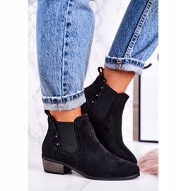 J. Star Női klasszikus Chelsea csizma Velúr fekete járócipő 2