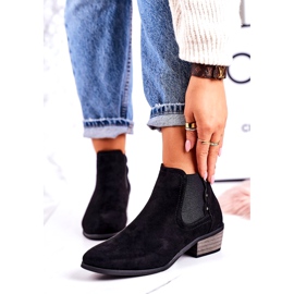 J. Star Női klasszikus Chelsea csizma Velúr fekete járócipő 3