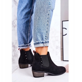 J. Star Női klasszikus Chelsea csizma Velúr fekete járócipő 4