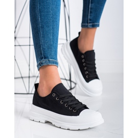 SHELOVET Textil divat cipők fekete 2