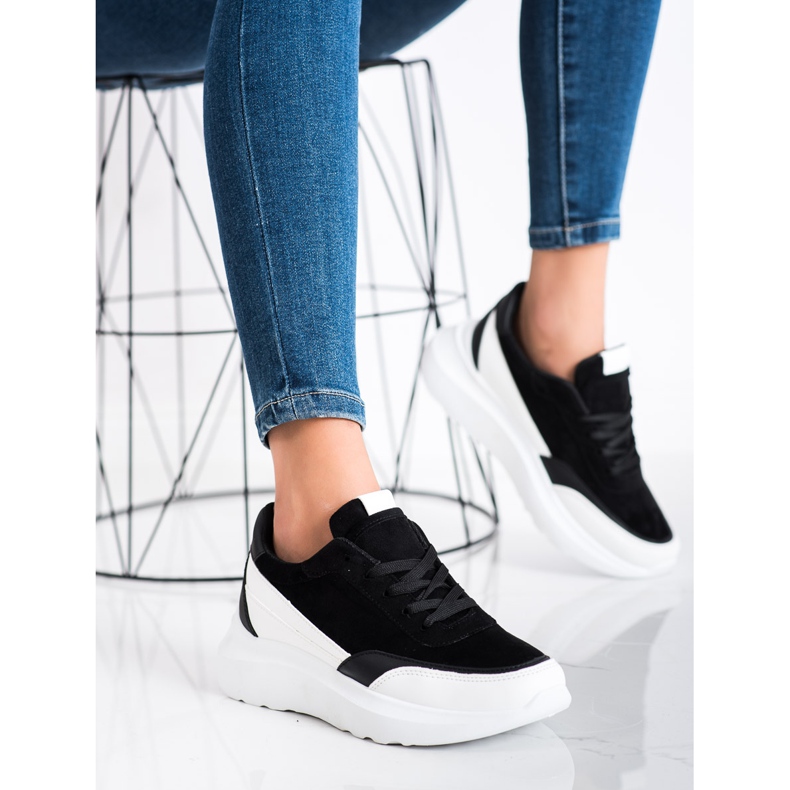 SHELOVET Fekete velúr cipők 2