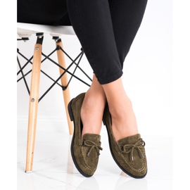 SHELOVET Velúr cipők íjjal barna zöld 2