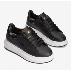 Fekete cipők stílusos Montanez mintákkal 1