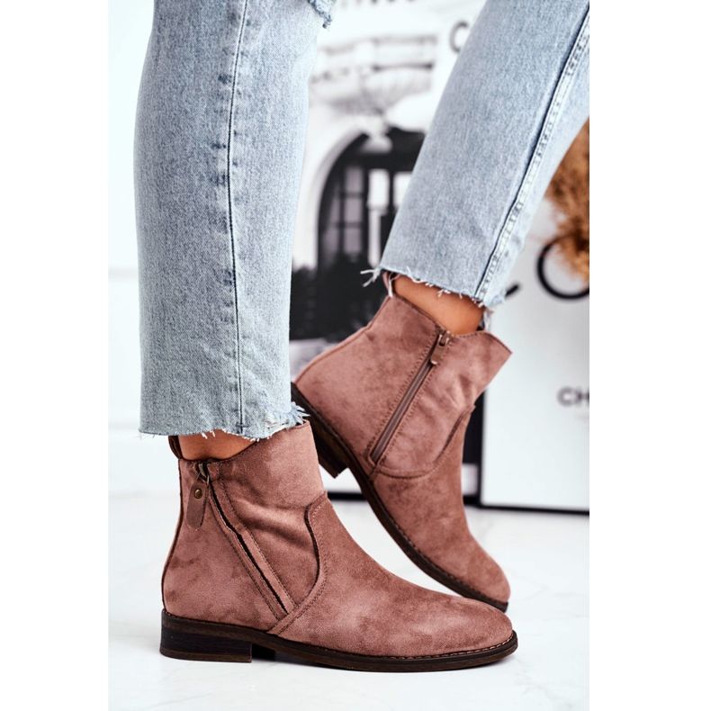 Evento Jodhpur csizma, velúr bézs színű cipzár barna 1