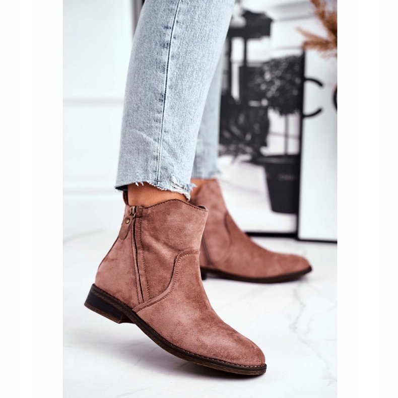 Evento Jodhpur csizma, velúr bézs színű cipzár barna 4