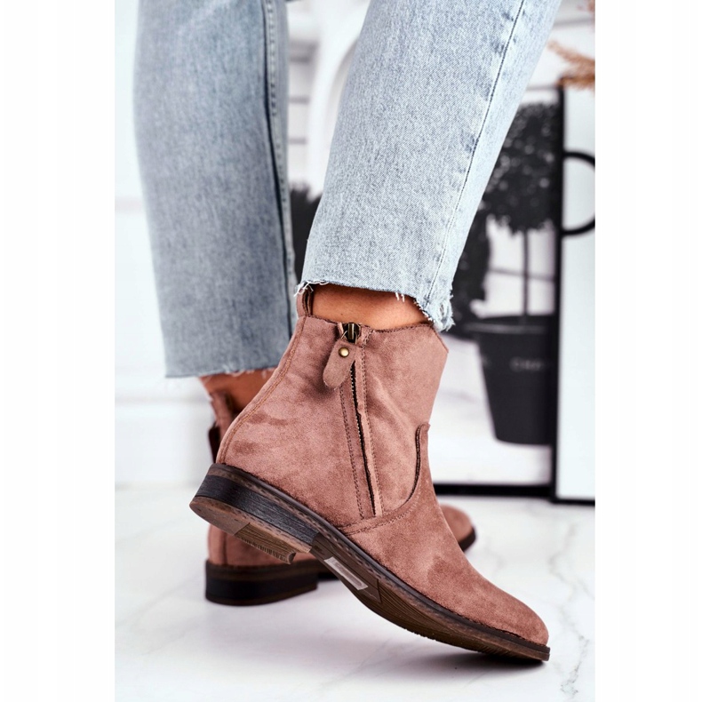 Evento Jodhpur csizma, velúr bézs színű cipzár barna 3