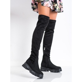 SHELOVET Velúr platformos csizma fekete 2