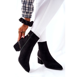 PS1 Női velúr csizma sarkon Fekete Egy lépés 2