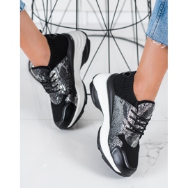 SHELOVET Snake Print Slip-On cipők fekete 1 SHELOVET Snake Print Slip-On cipők fekete 1