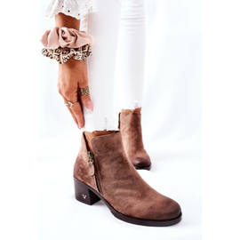 Vinceza Női csizma Velúr bézs Bellarena barna 1