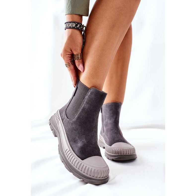 Női csizma Chelsea csizma Bőr Suede Big Star II274353 Szürke 1