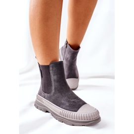 Női csizma Chelsea csizma Bőr Suede Big Star II274353 Szürke 2