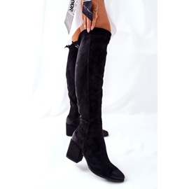 Vinceza Női csizma a sarkán Suede Black Corrig fekete 1