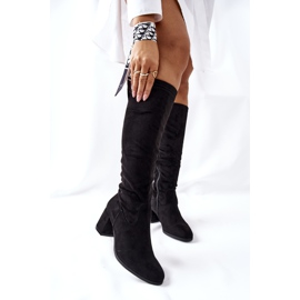 Vinceza Női csizma magas sarkú velúr fekete Newferry 1