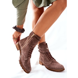 Női velúrbőr csizma Nicole 2682 Barna 2