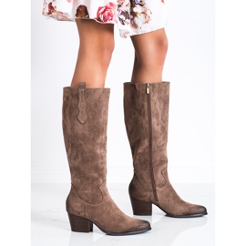 Kényelmes VINCEZA velúr csizma barna 2