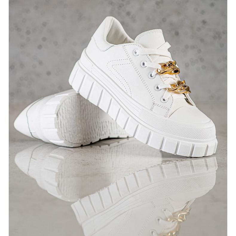 SHELOVET Cipők divatlánccal fehér 1