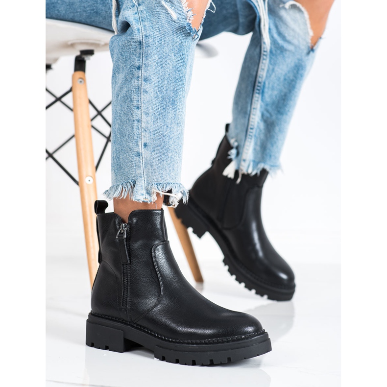 Evento Kényelmes cipő cipzárral fekete 2