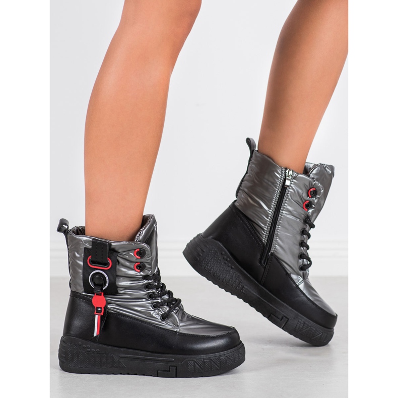 Seastar Meleg hócsizma a platformon fekete ezüst szürke 2