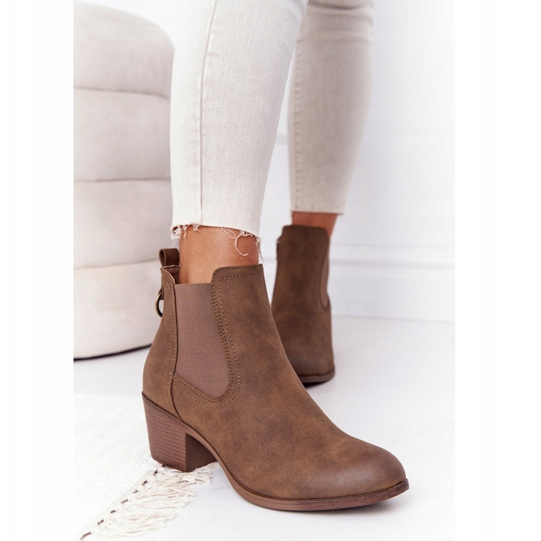 PJ1 Női meleg csizma Jodhpur Heel 20Y8014-6 barna 2