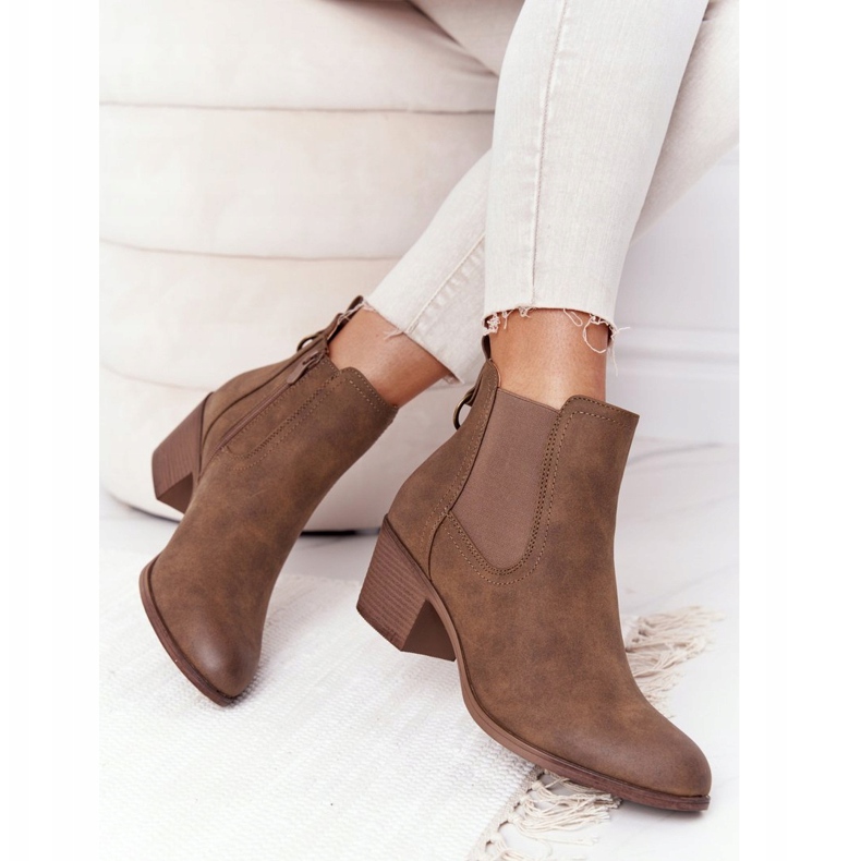 PJ1 Női meleg csizma Jodhpur Heel 20Y8014-6 barna 3