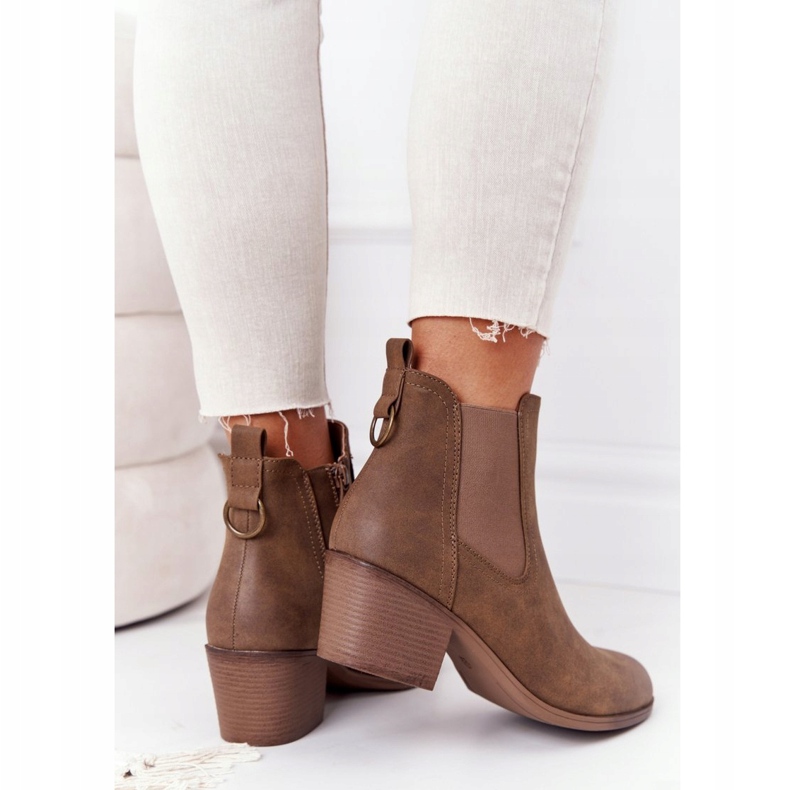 PJ1 Női meleg csizma Jodhpur Heel 20Y8014-6 barna 4