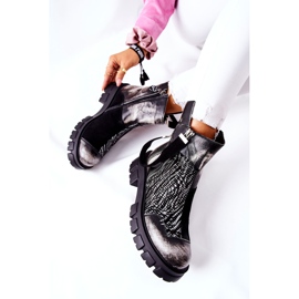 Bőr csizma Jodhpur csizma Maciejka fekete-fehér 05137-21 2