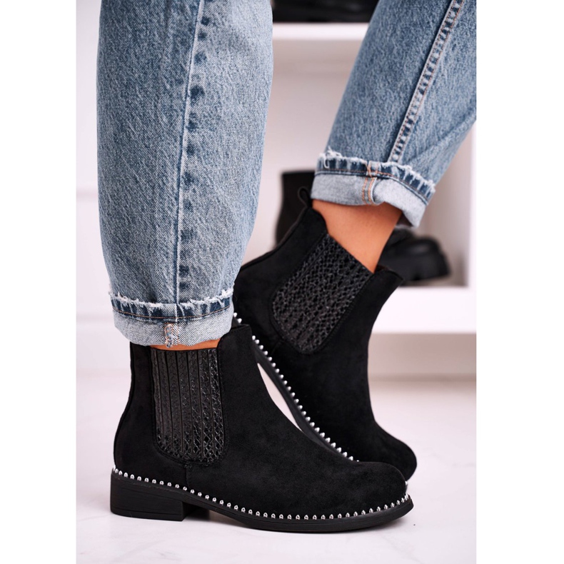 Női csizma Jodhpur csizma Suede Black Meagan fekete 2