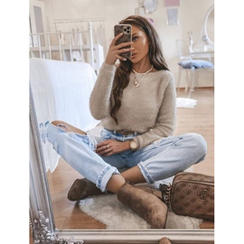 Khaki Ana bokacsizma egy poszton bézs barna 2