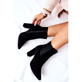 PG1 Női velúr csizma sarkán Fekete Kastren 1