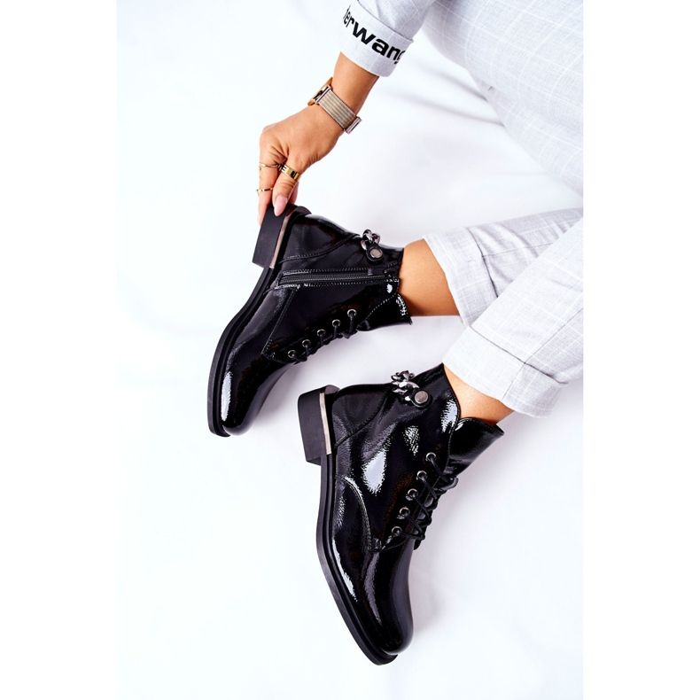 Lakkozott meleg csizma Sergio Leone Black BT405 fekete 1